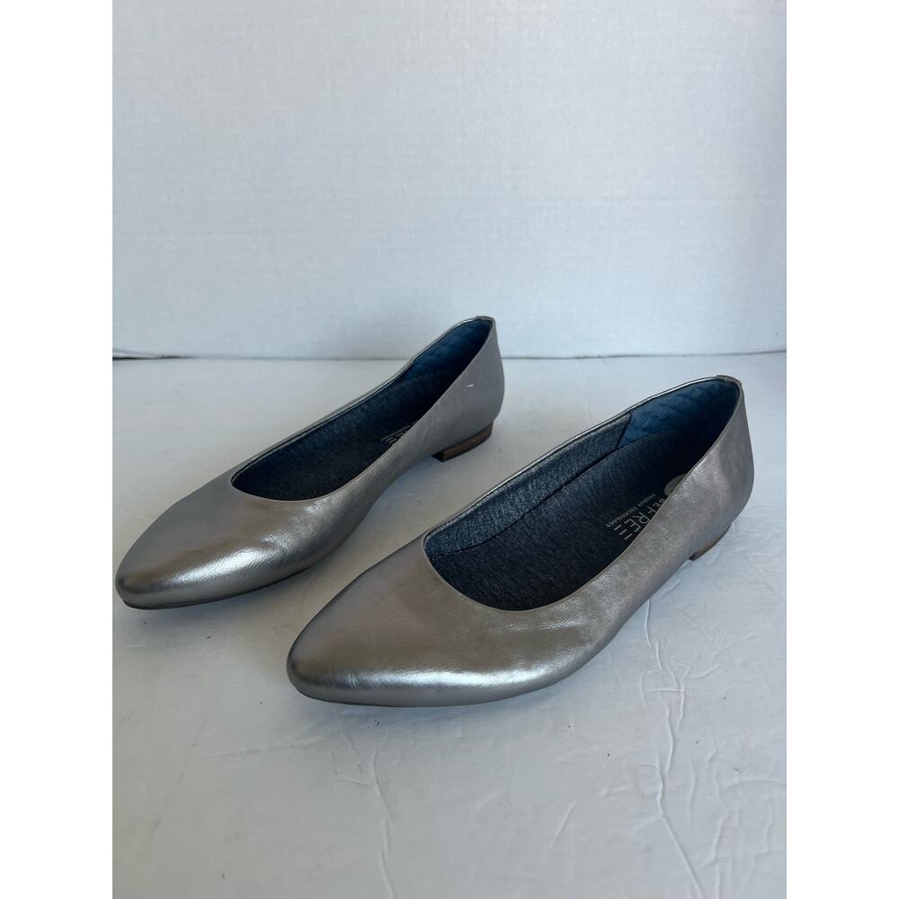Dr Scholl’s Be Free Aston Silver Vegan Slip On‎ Ballet Flat Comfort Shoes Sz 8.5